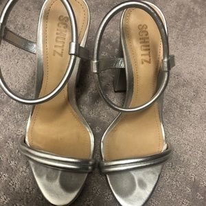 Schultz silver block heels